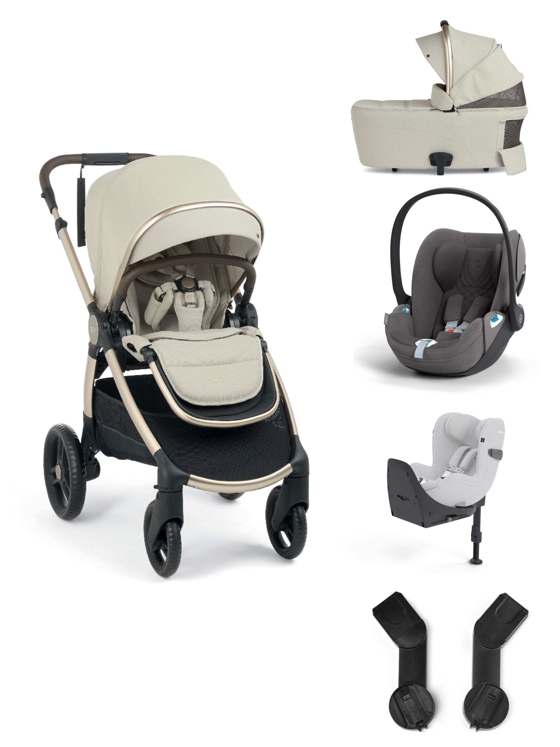 Ocarro 2 Pushchair and Carrycot Bundle with Cybex Cloud T i-Size Car Seat and Base (5Pieces) - Shell image number 1
