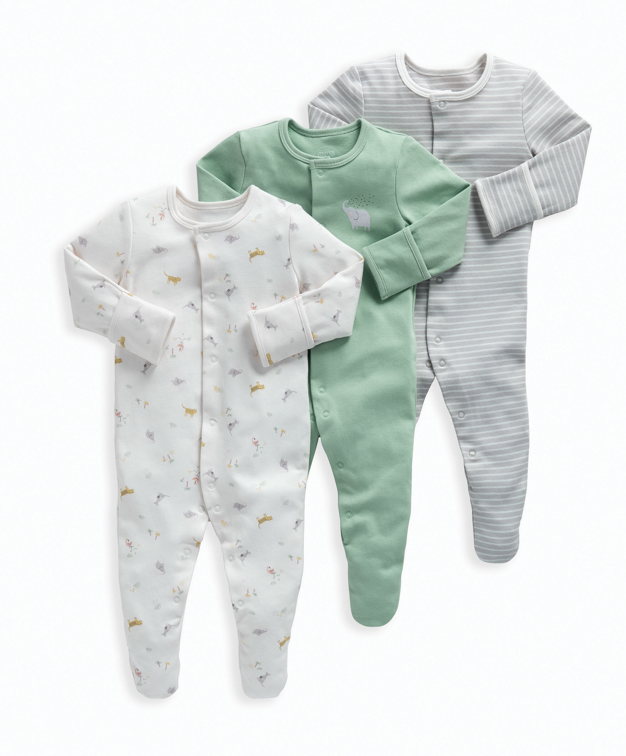 Safari Jersey Cotton Sleepsuits 3 Pack image number 1