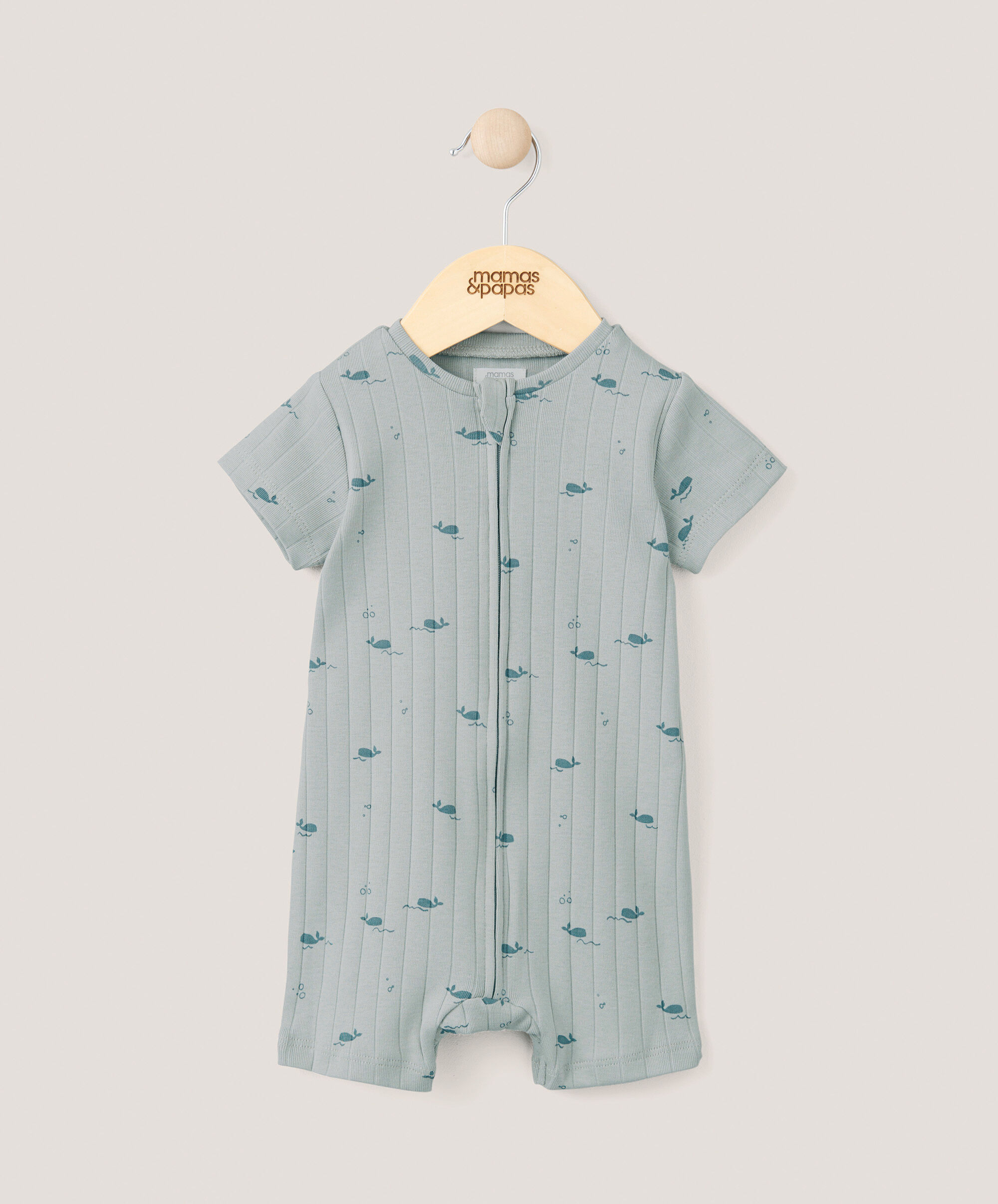 Whale Shortie Zip Romper - Green image number 1