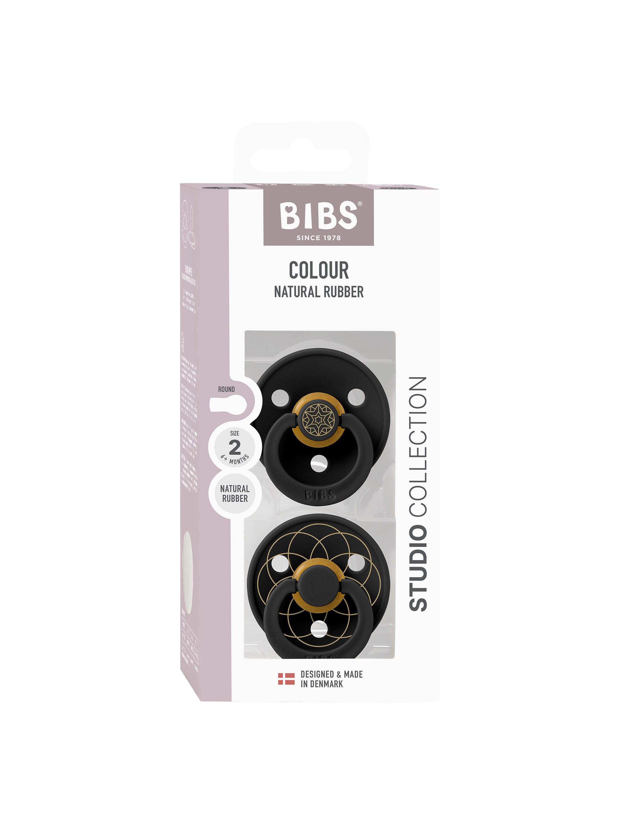 BIBS Pacifier Studio Colour 2 PACK Layl Latex Size 2 Black Gold image number 1