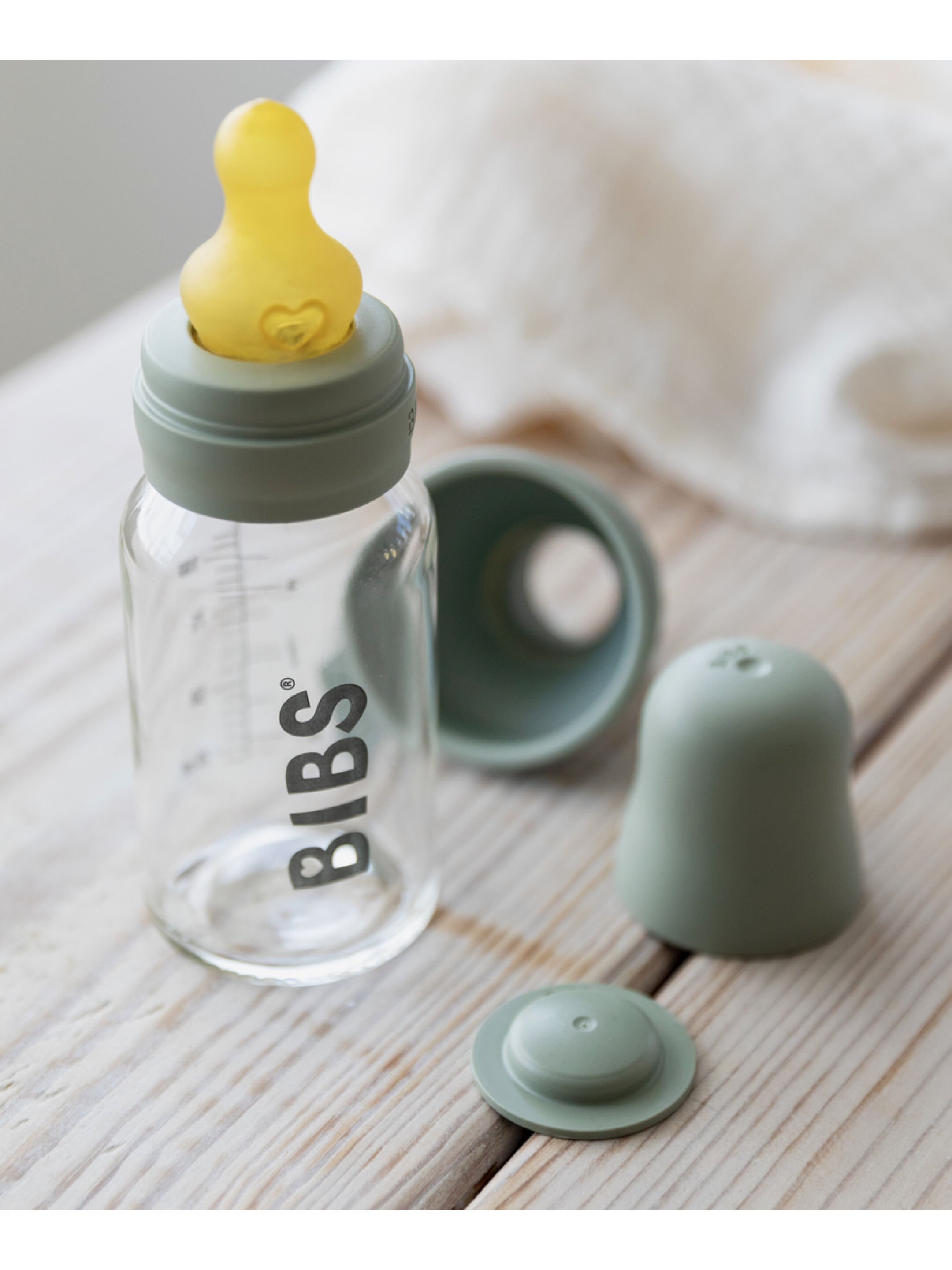 Bibs Baby Glass Bottle - Sage (110 ml) image number 3
