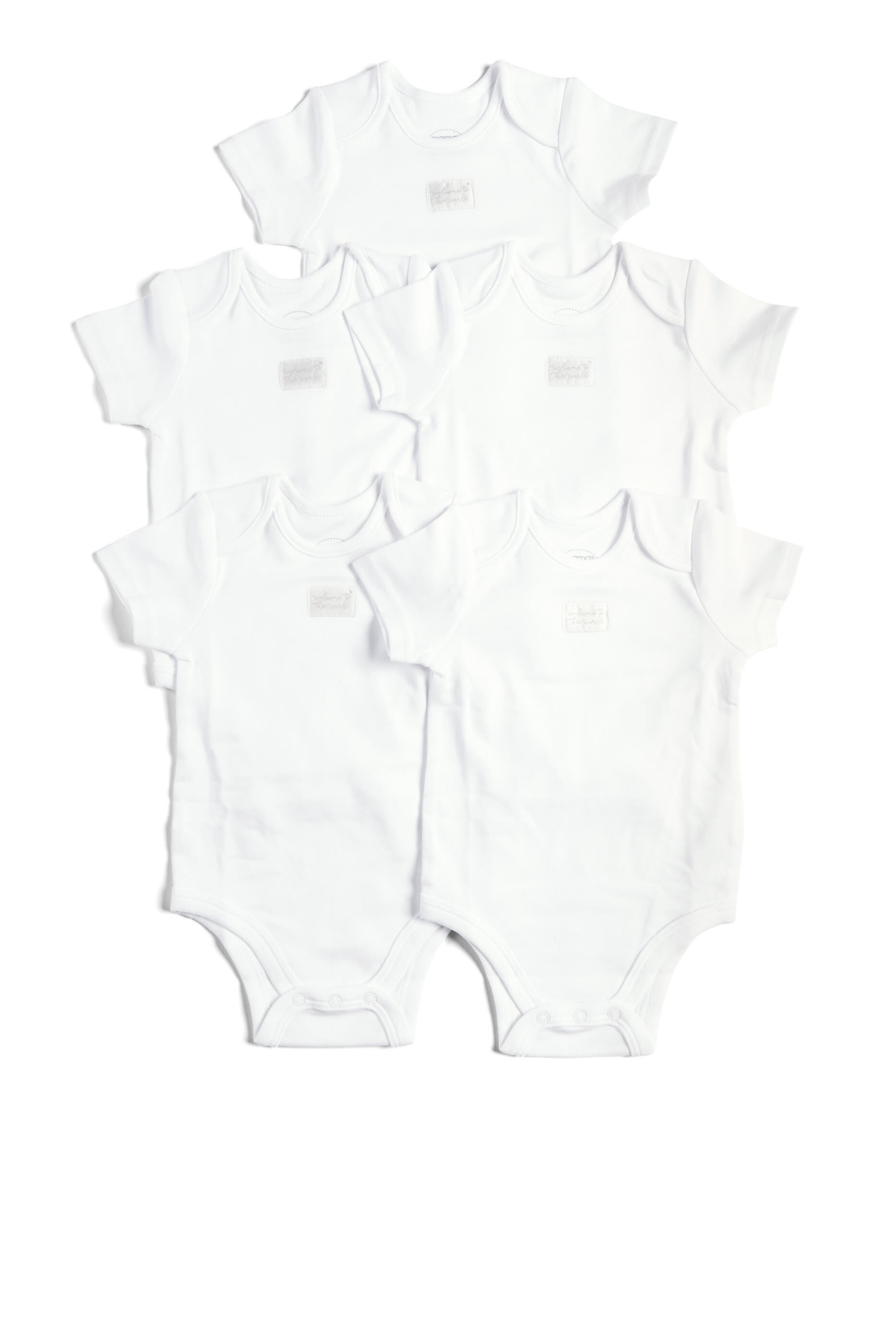 White Cotton Short Sleeve Bodysuits 5 Pack image number 1