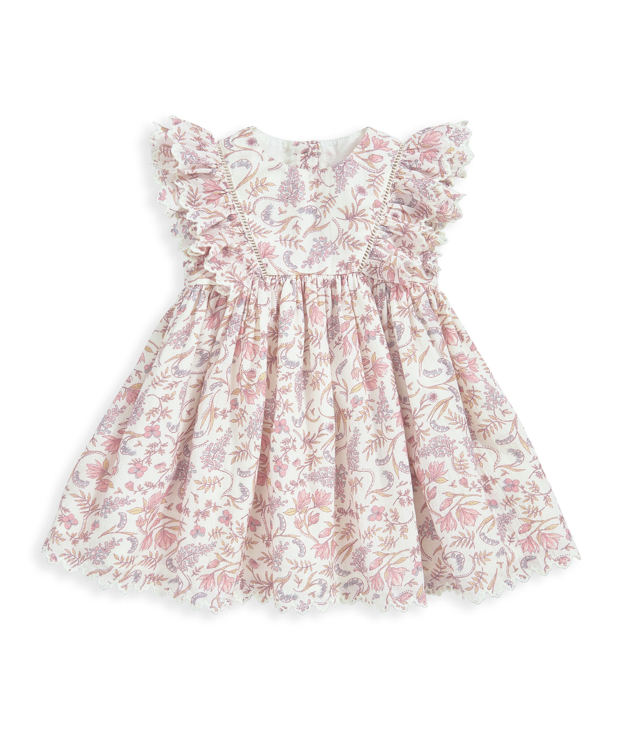 Frill Floral Print Dress - Pink & Purple image number 2