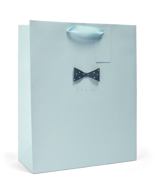 It's a Boy New Baby Celebration Gift Bag with 3D Bow Detail - Large image number 1