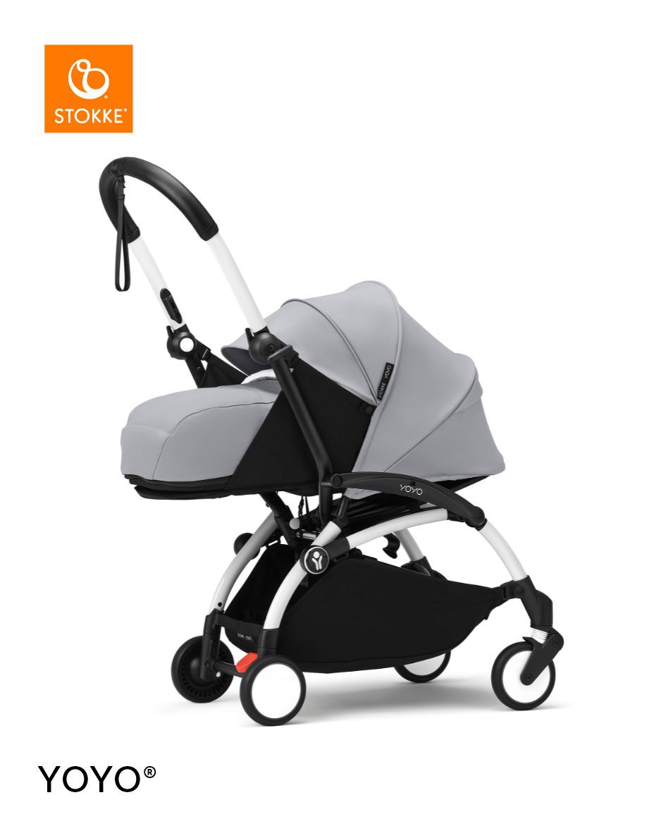Stokke YOYO3 White Frame with 0+ Newborn Pack - Stone & Cup Holder (3 Pieces) image number 1