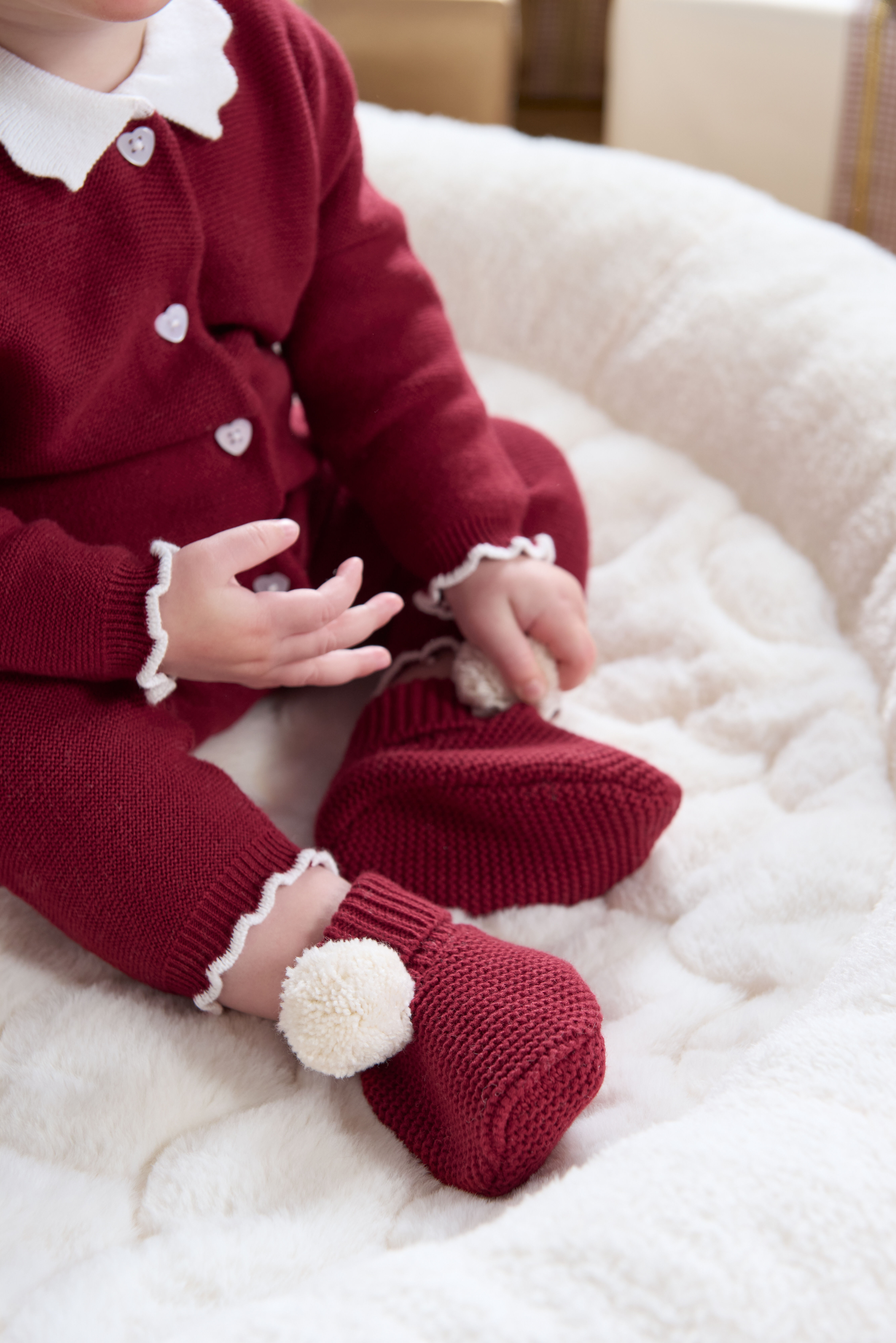 Red Pom Pom Booties image number 3