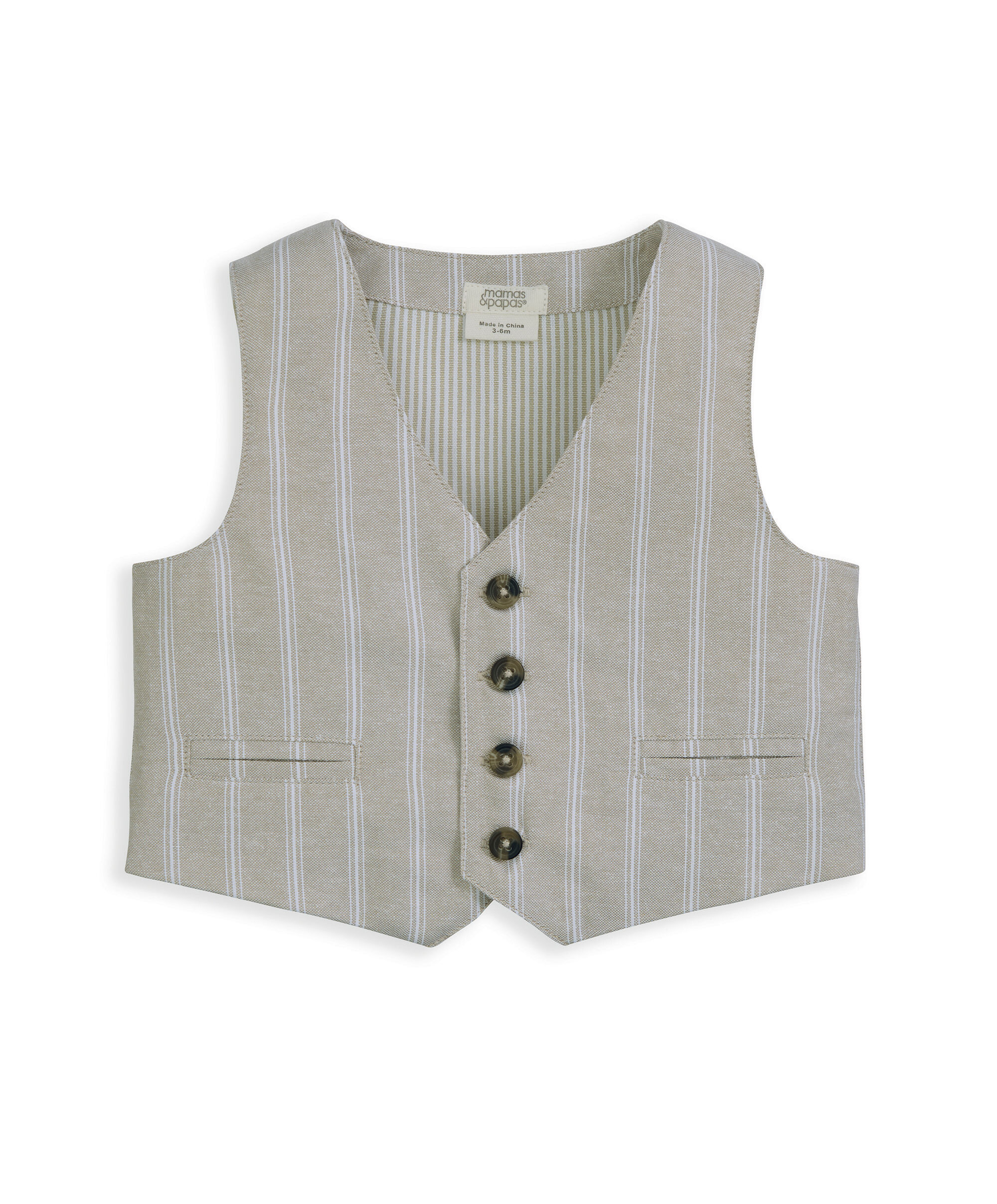 Stripped 3 Piece Suit - Biege image number 4