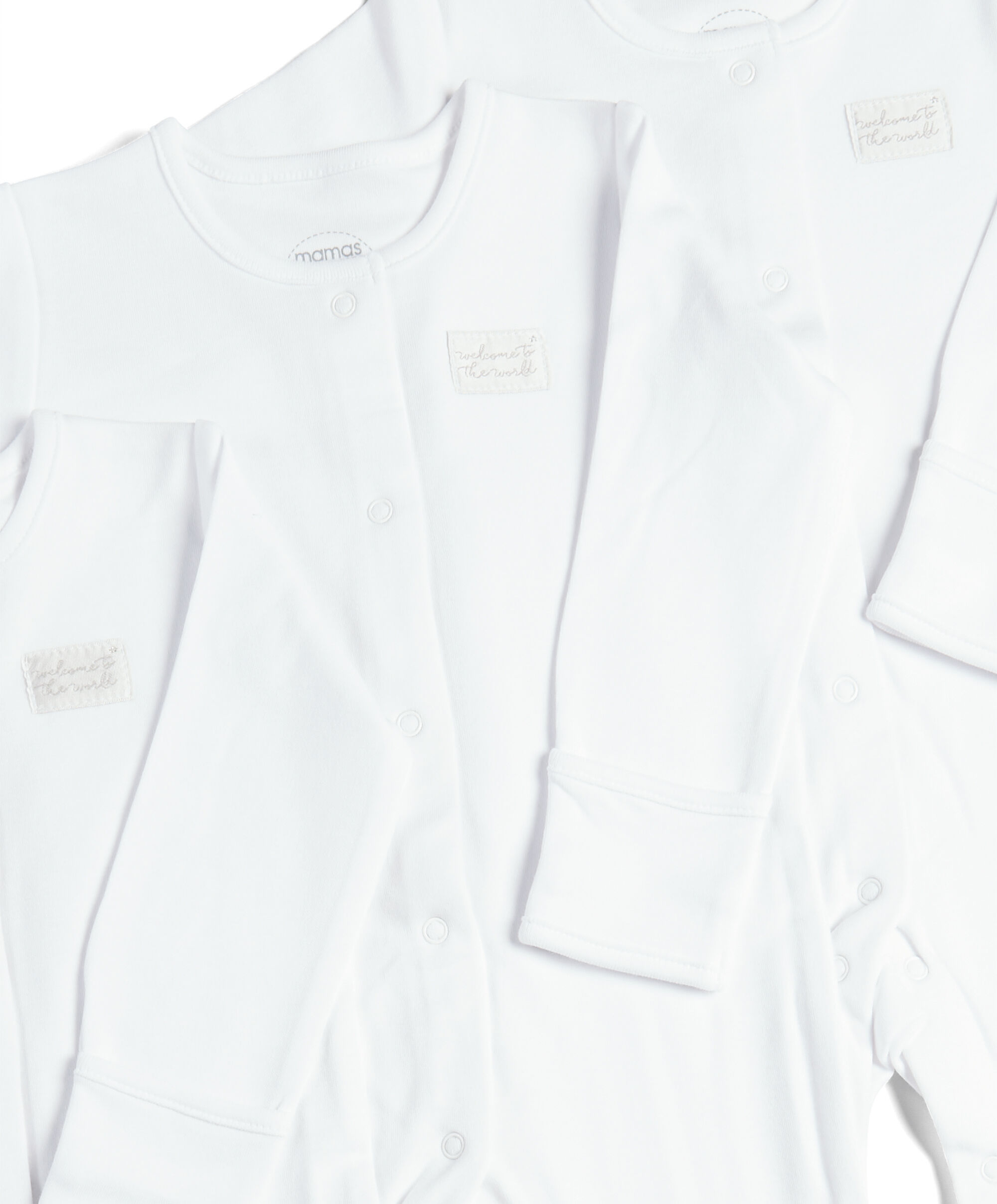 3 Pack of White Sleepsuits image number 2