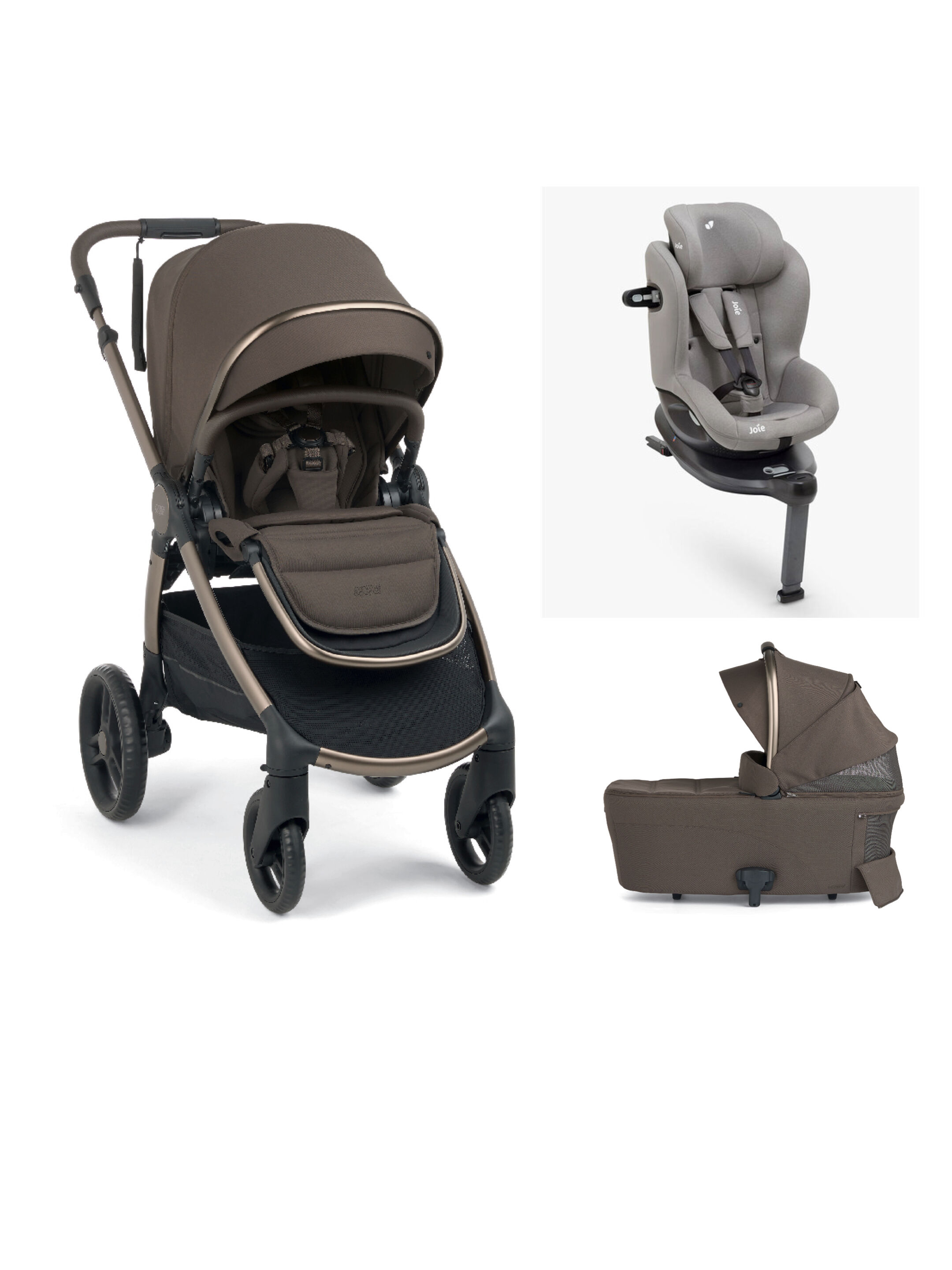 Ocarro 2 Pushchair and Carrycot Bundle with Joie Baby i-Spin 360 i-Size Car Seat (3 Pieces) - Crema image number 1