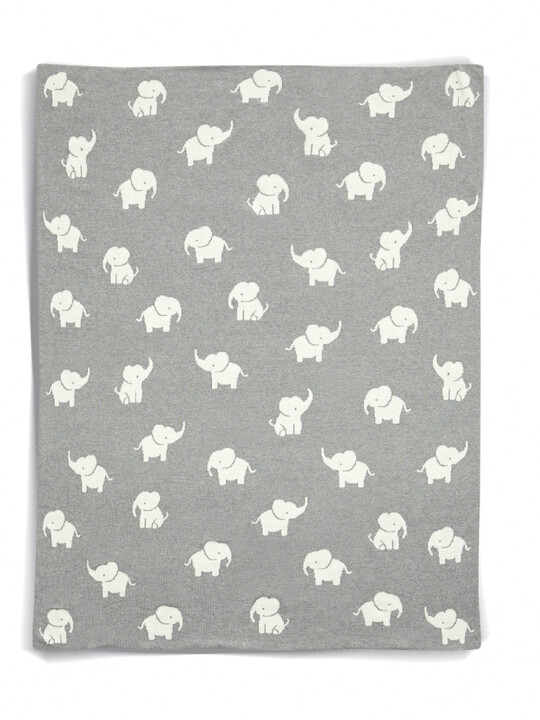 Welcome To The World Knitted Elephant Blanket - Grey image number 1