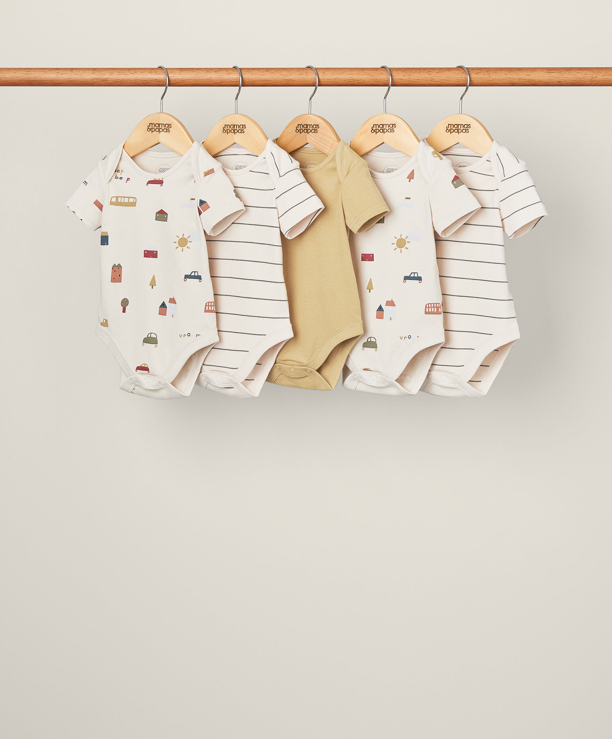 Transport Short-Sleeved Bodysuits (Pack of 5) - Yellow image number 1