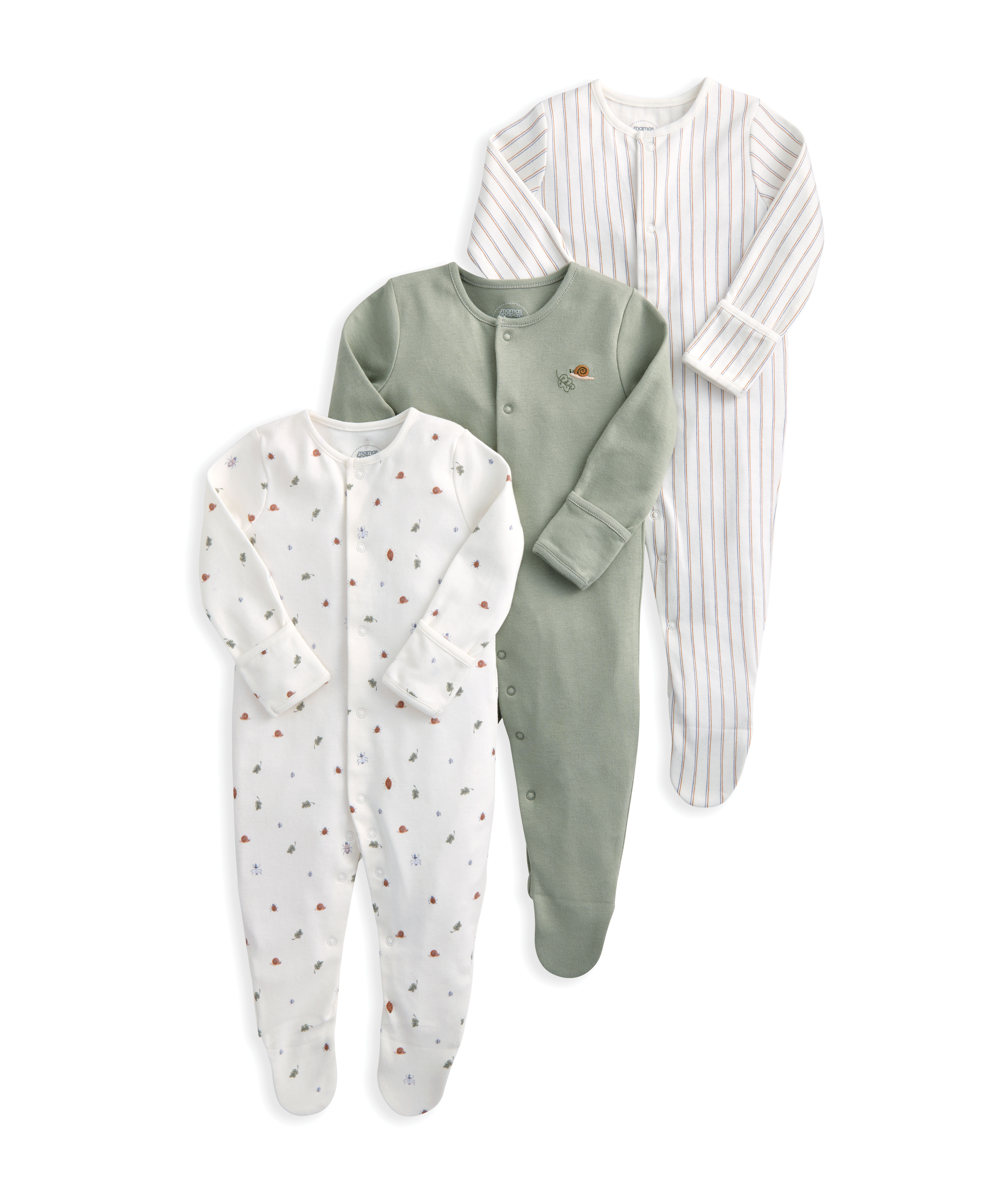 Sleepsuits (Pack of 3) - Outdoor Stripe image number 2