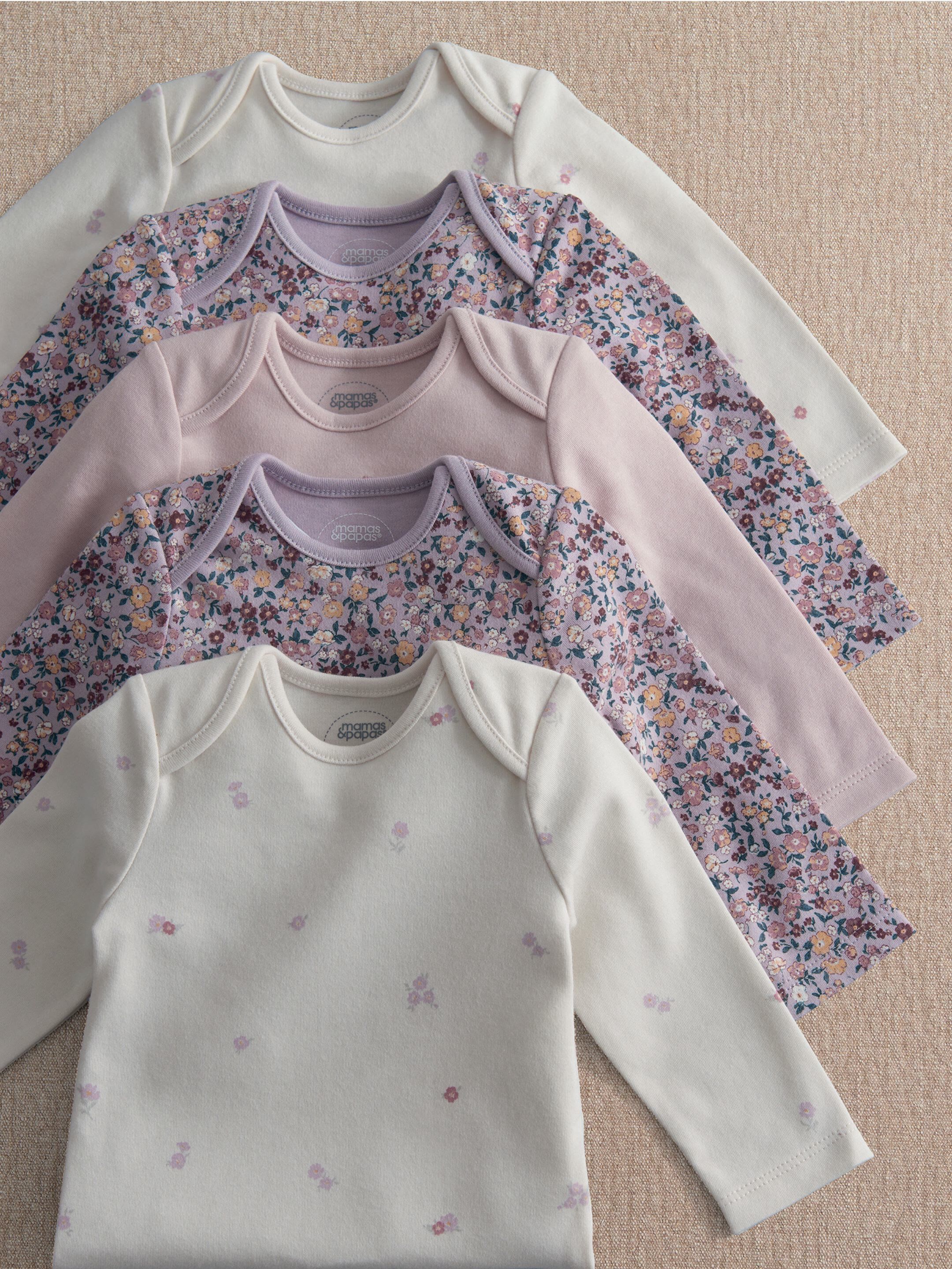 5pk Vintage Floral L/S Bodysuits image number 3