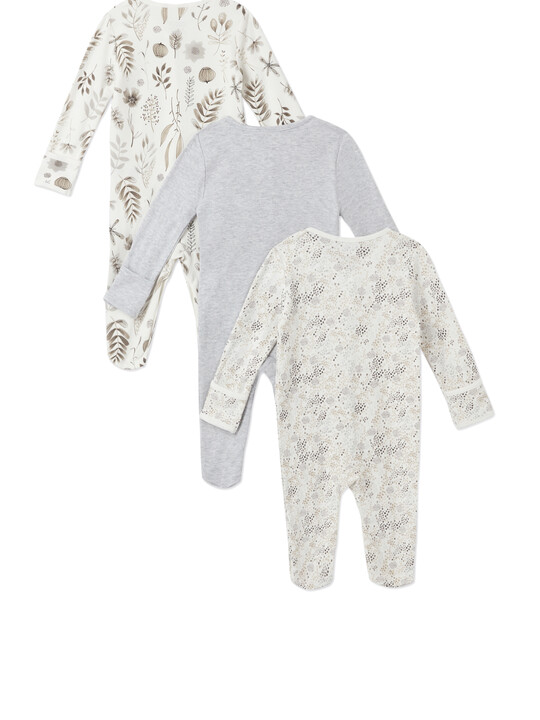 Monochrome Flower Sleepsuitss 3 Pack image number 2