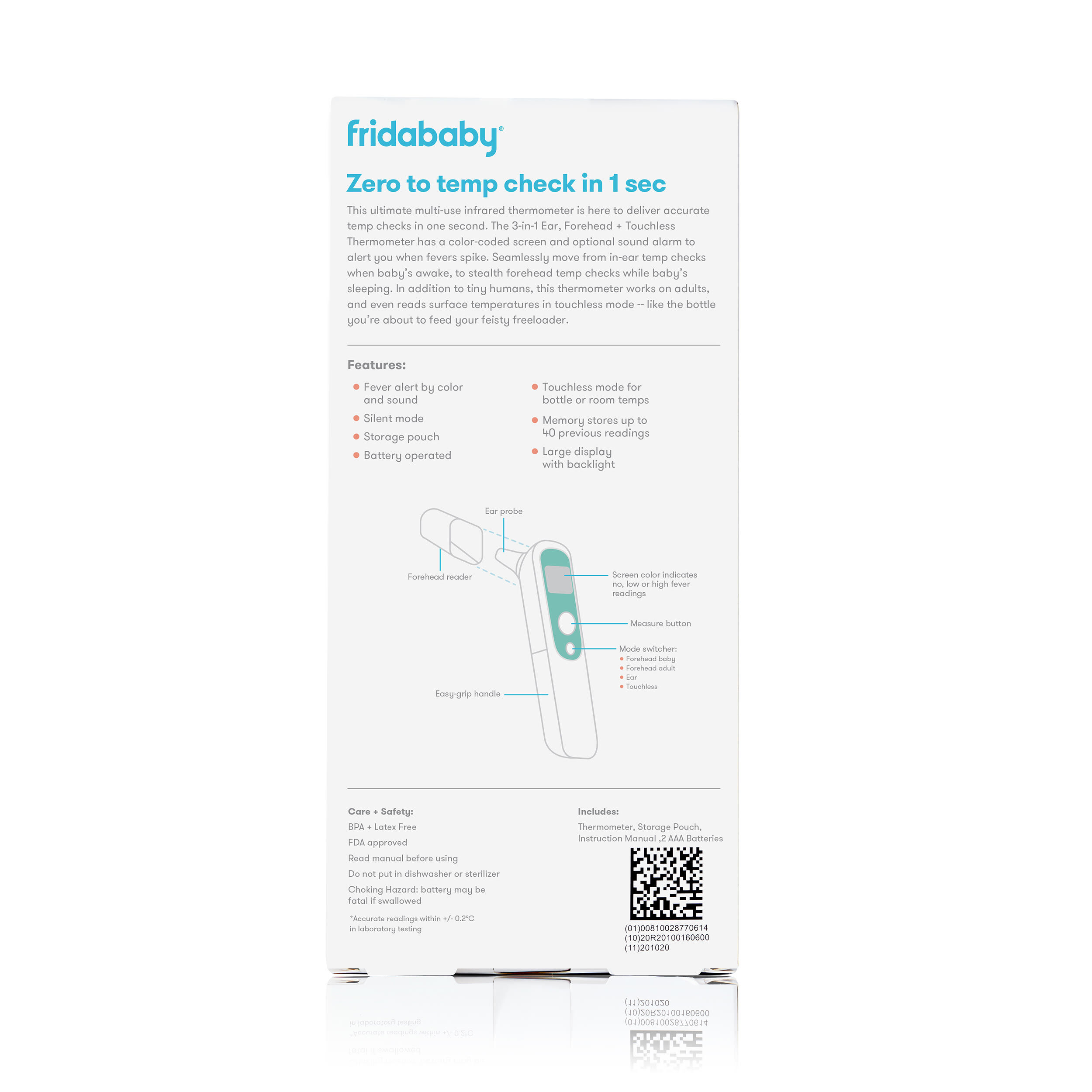 3-in-1 Ear, Forehead + Touchless Infrared Thermometer (AAAX2 Battery) image number 4