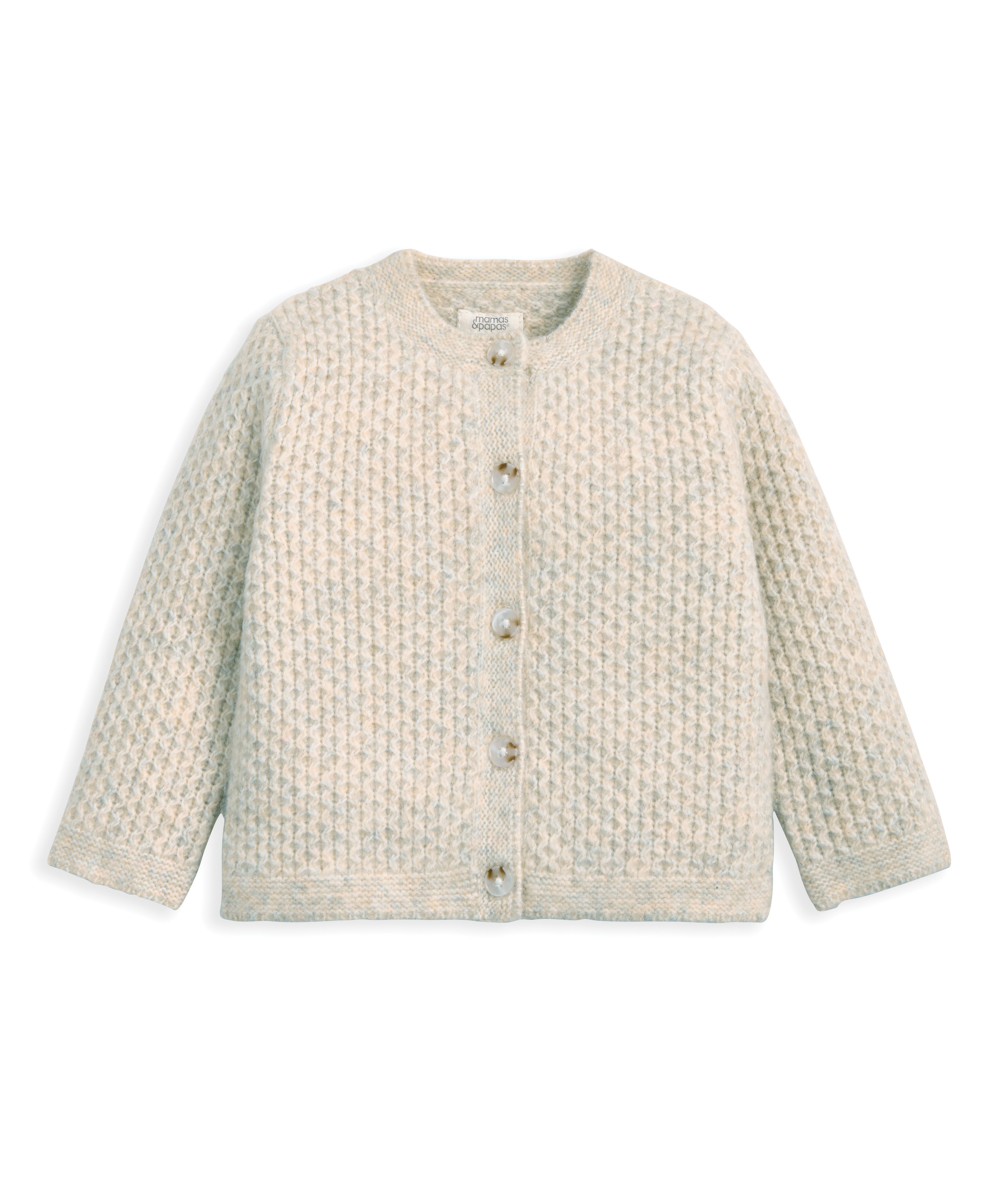 Knitted Cardigan with Button Fastening - Oatmeal image number 2