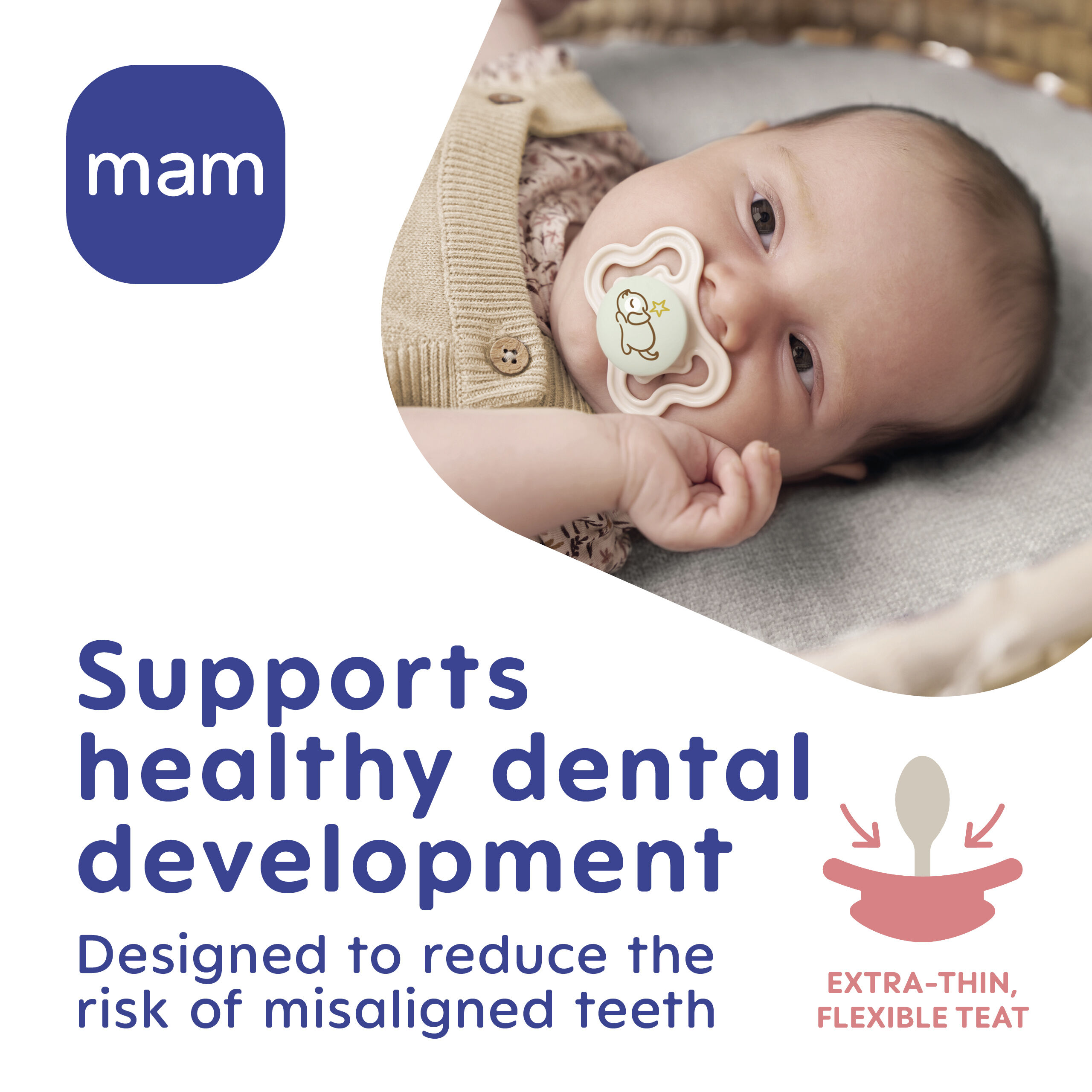 Mam Baby Supreme Silicone Pacifier - O-6 M | Sealife Blue & Beige - Pack of 2 image number 6