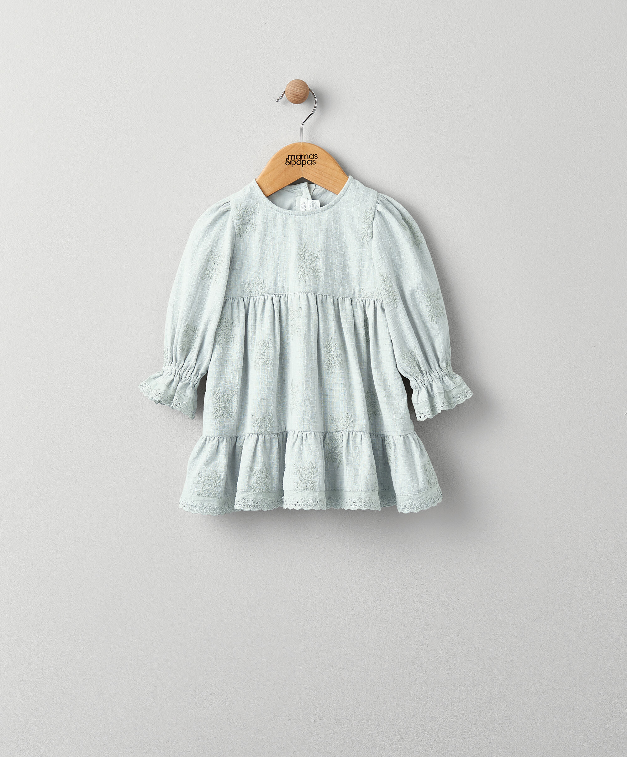 Green Long Sleeve Embroidered Dress image number 1