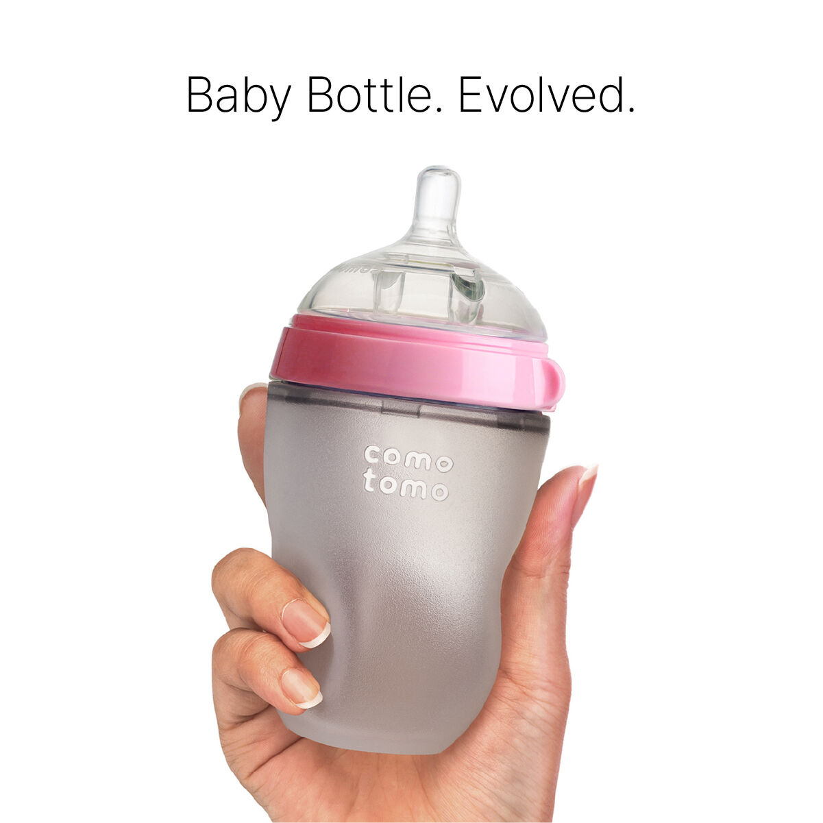 Comotomo Natural Feel Baby Feeding Bottle Pink & White - 2 pcs x 250 ml image number 2