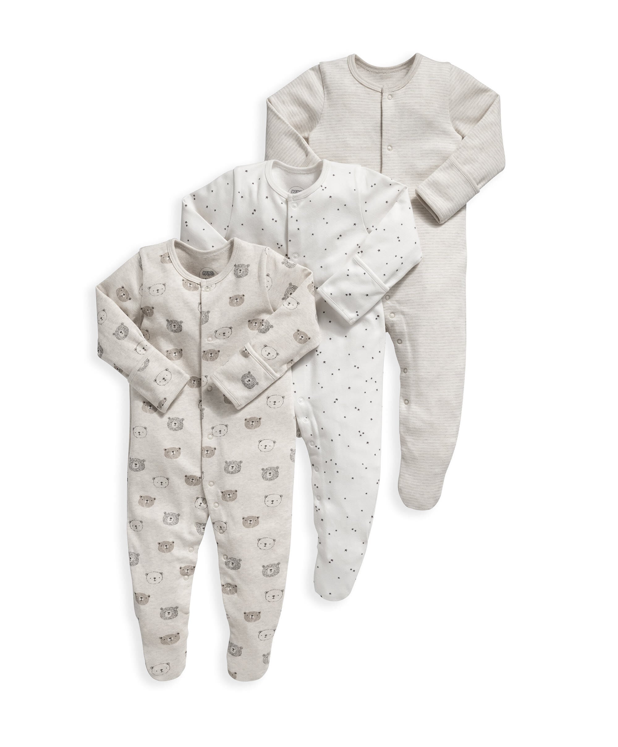 3 Pack Bear Sleepsuits image number 1
