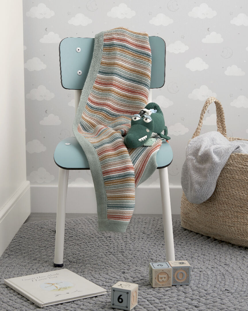 Knitted Blanket - Multi Stripe image number 3