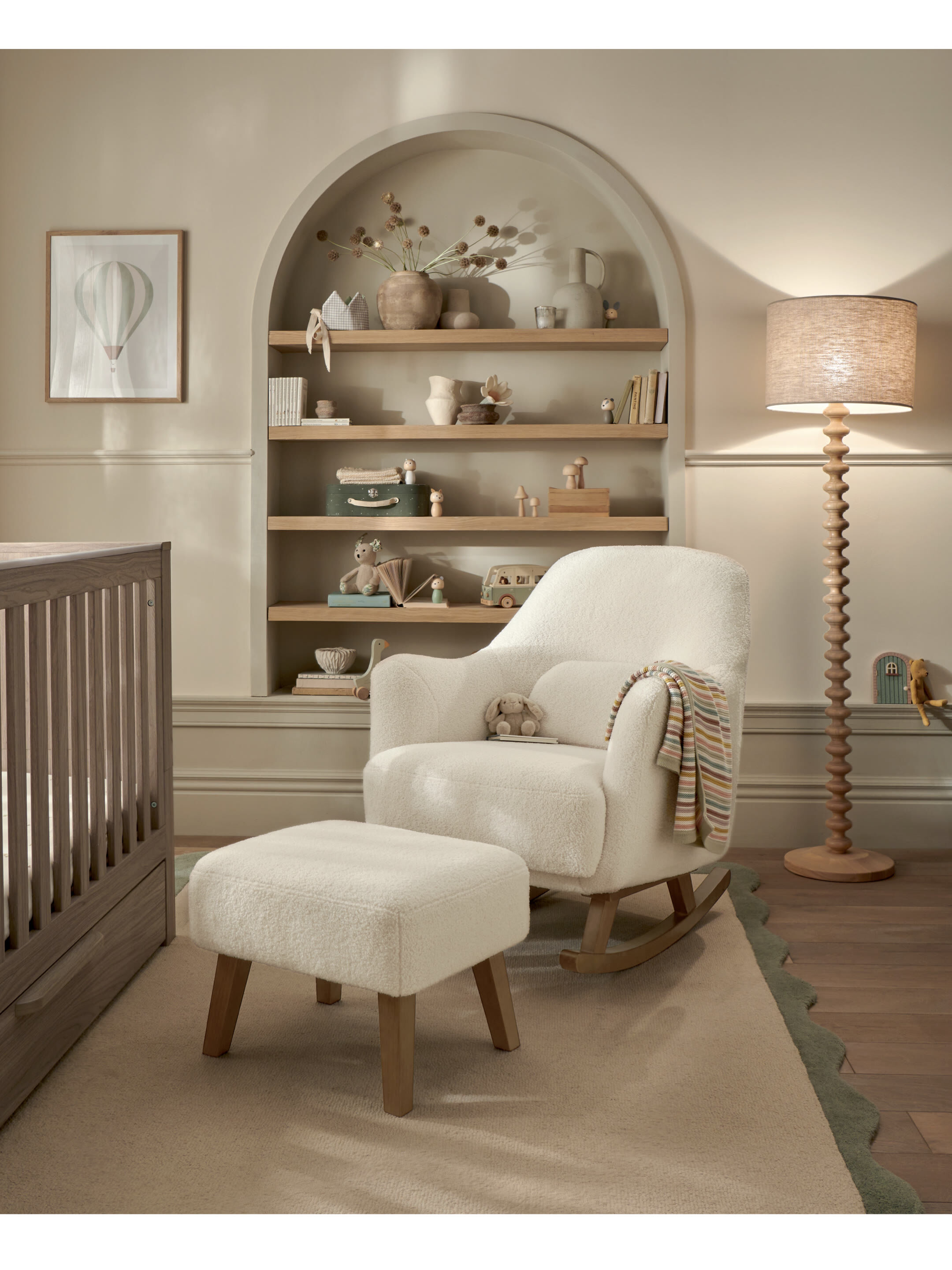 Penrose Nursing Chair & Stool Off White