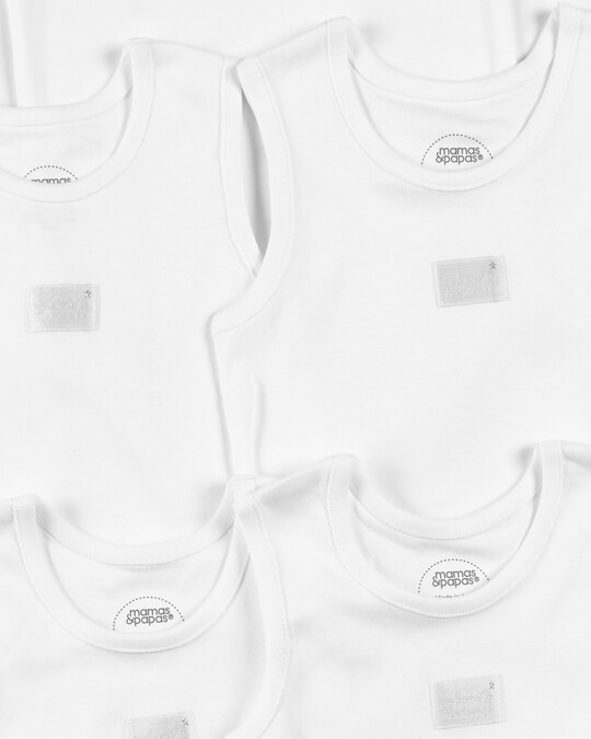 White Sleeveless Cotton Bodysuits - 5 Pack image number 2