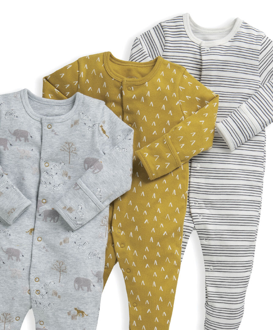 3 Pack Safari Sleepsuits image number 5