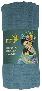 Tommy Lise Muslin Swaddle - Foggy Blue (120x120cm) image number 1