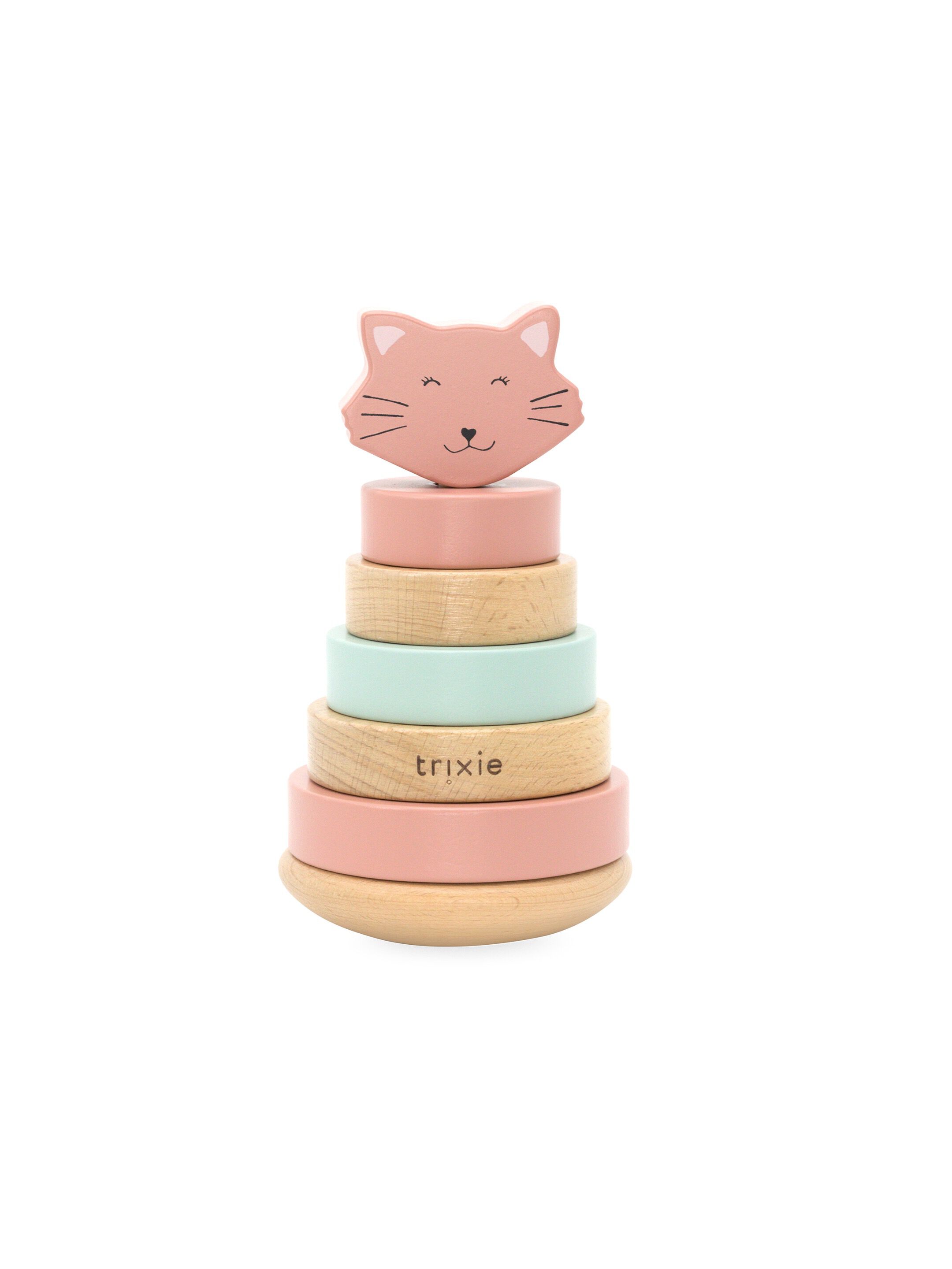 Trixie Wooden Stacking Toy Mrs. Cat - Pink image number 1
