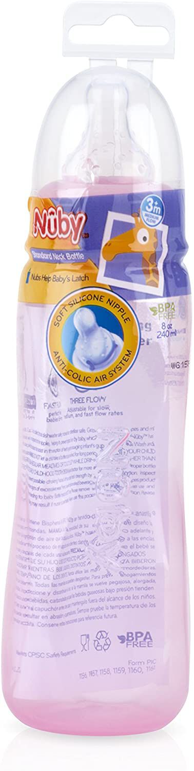 Nuby Pastel feeding bottle with anti-colic nipple ,240 ml image number 2
