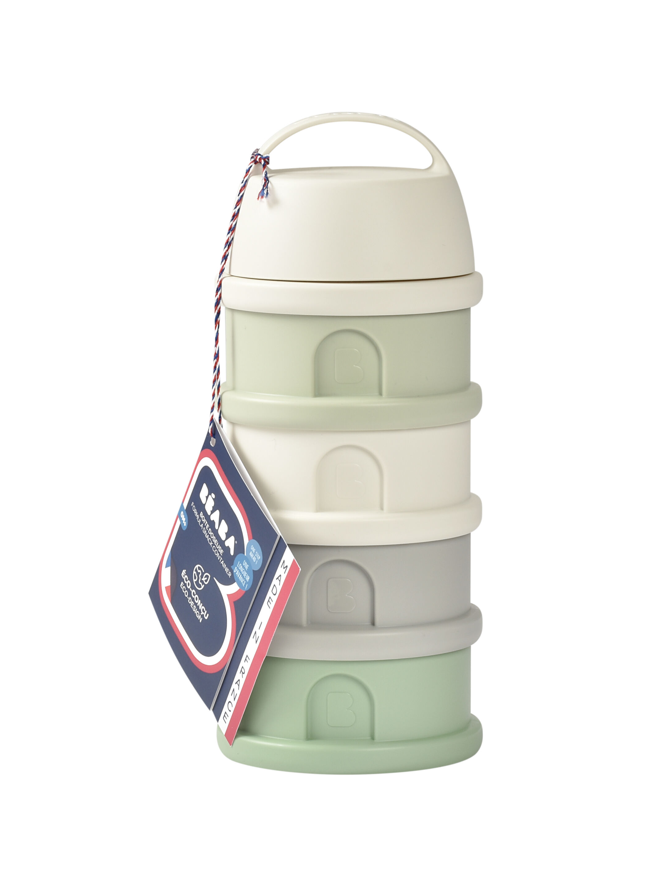 Beaba Formula Milk Container 4 Compartments Cotton white Sage green image number 3
