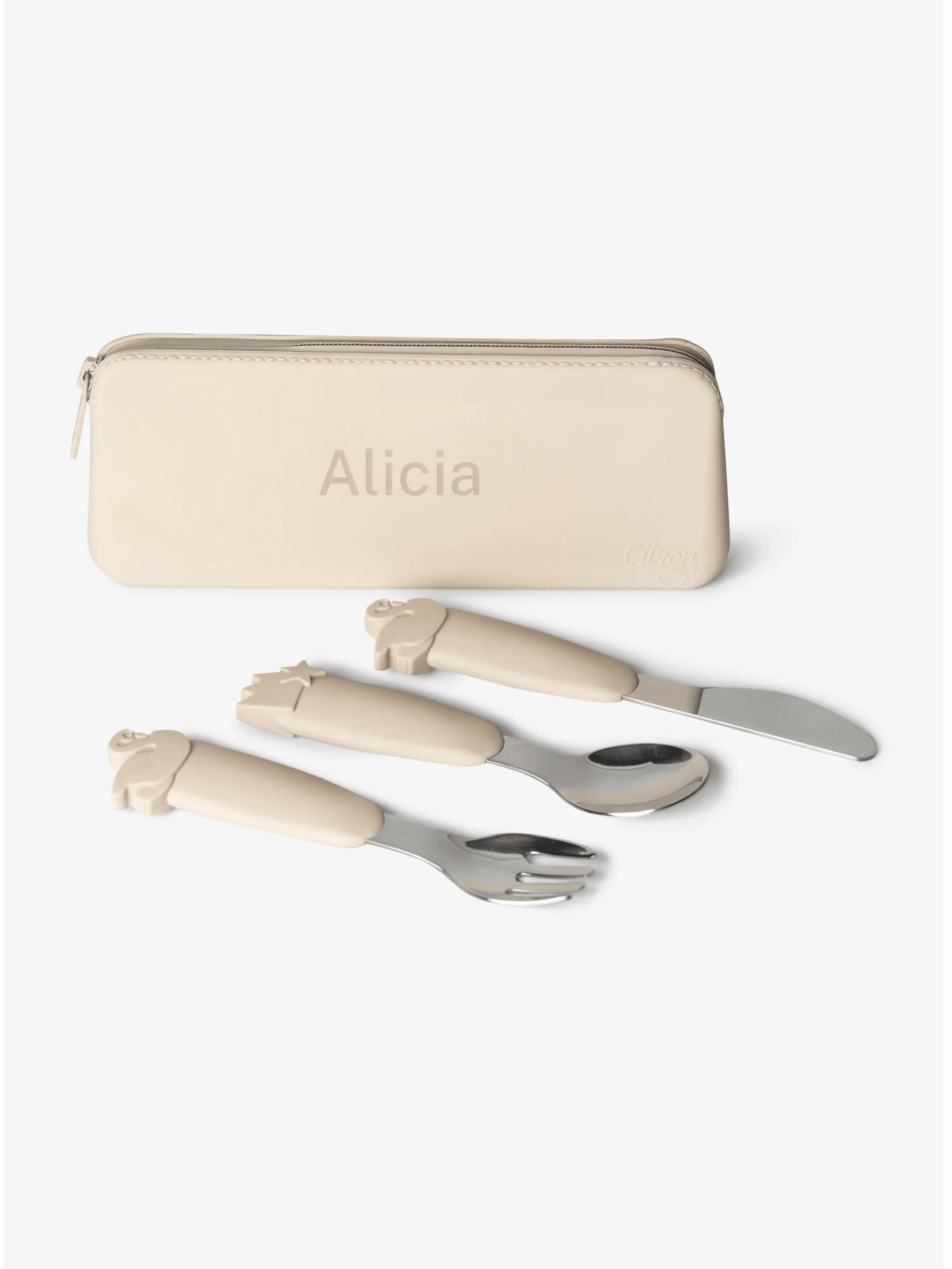 Citron Silicone Cutlery Set with Pouch - Ballerina - Beige image number 8