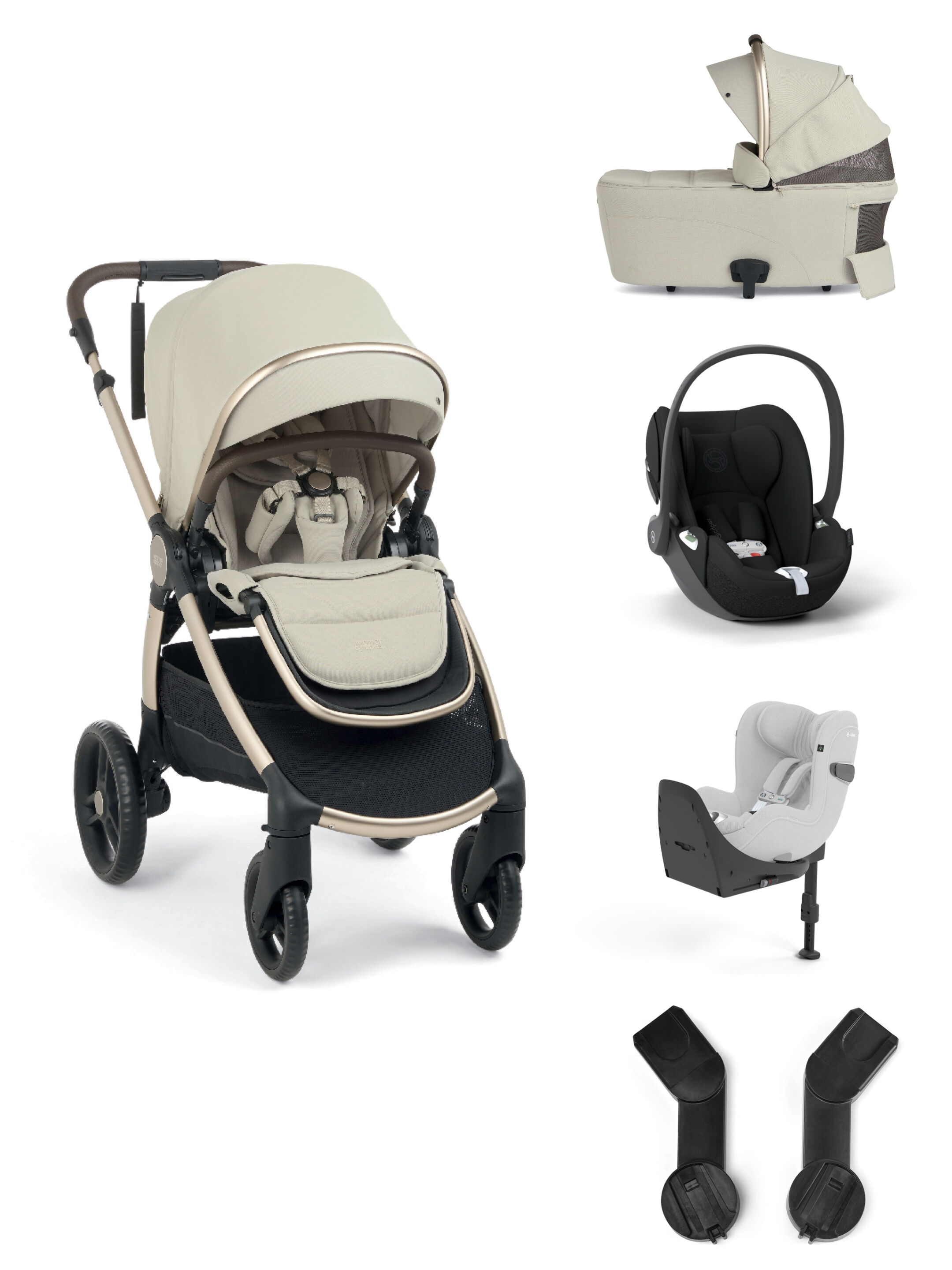 Ocarro 2 Pushchair and Carrycot Bundle with Cybex Cloud T i-Size Car Seat and Base (5Pieces) - Shell image number 1