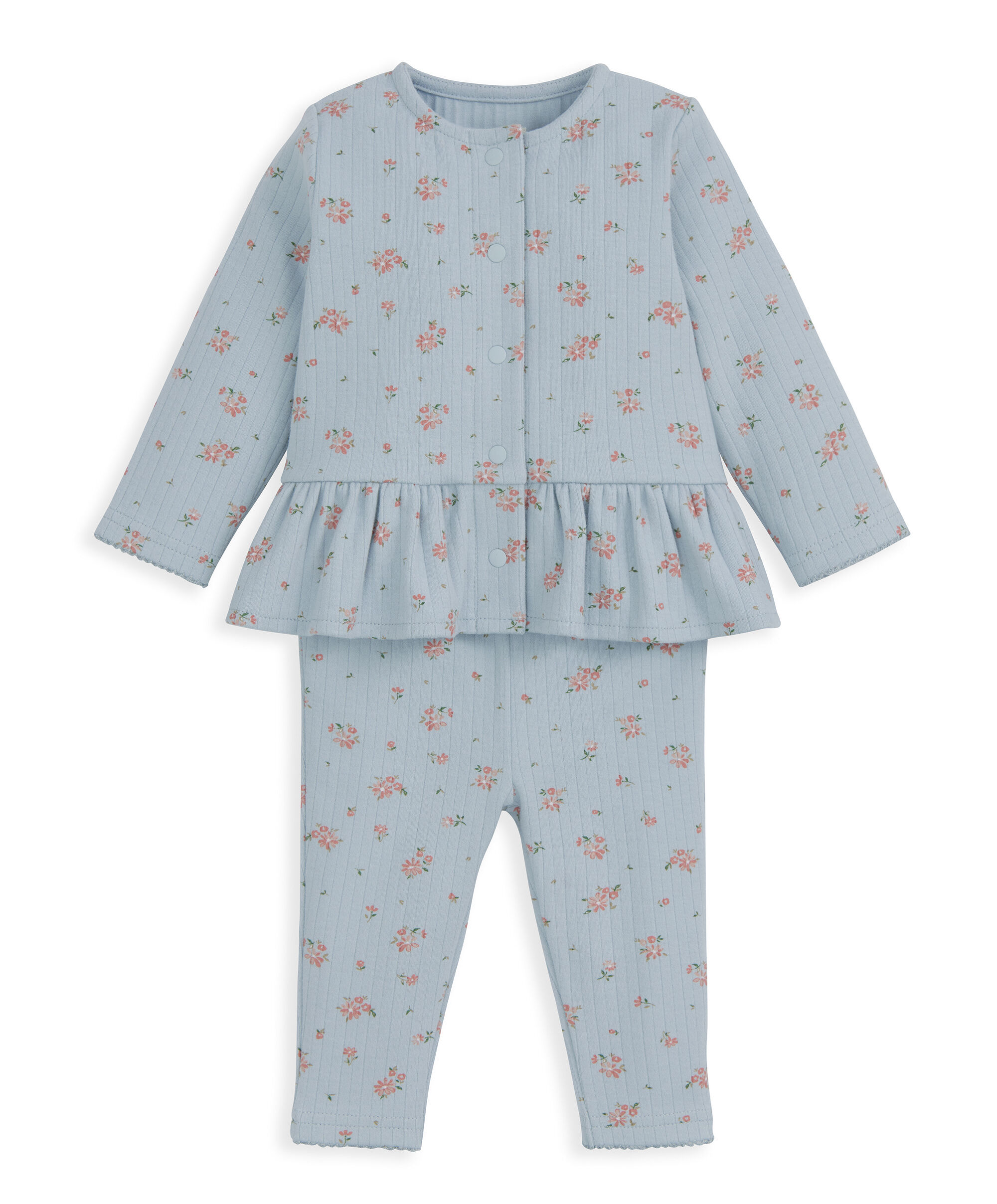 Floral Ribbed Top & Leggings Outfit Set image number 2