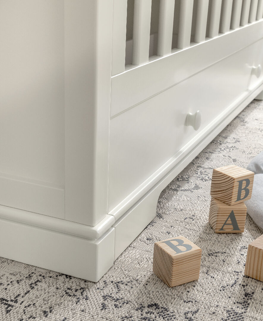 Oxford Wooden Cot & Toddler Bed with Storage - White image number 5