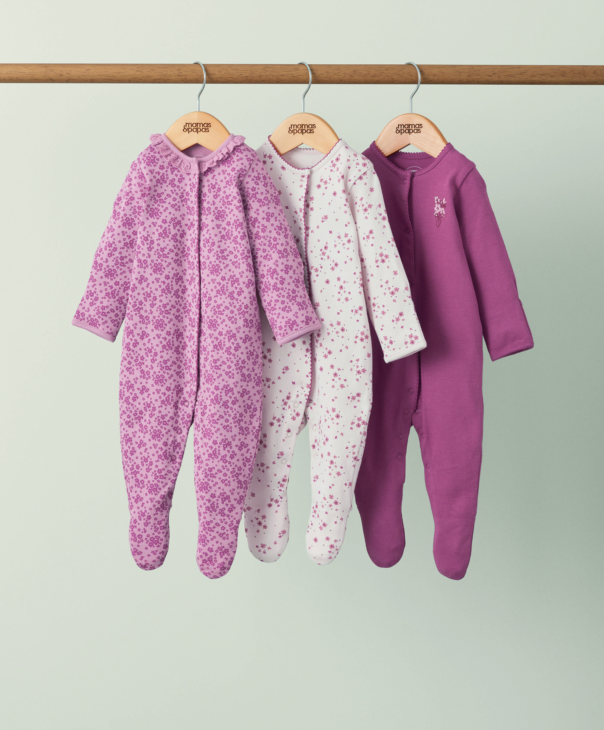 3 pack Scarlet Blooms Sleepsuits image number 1