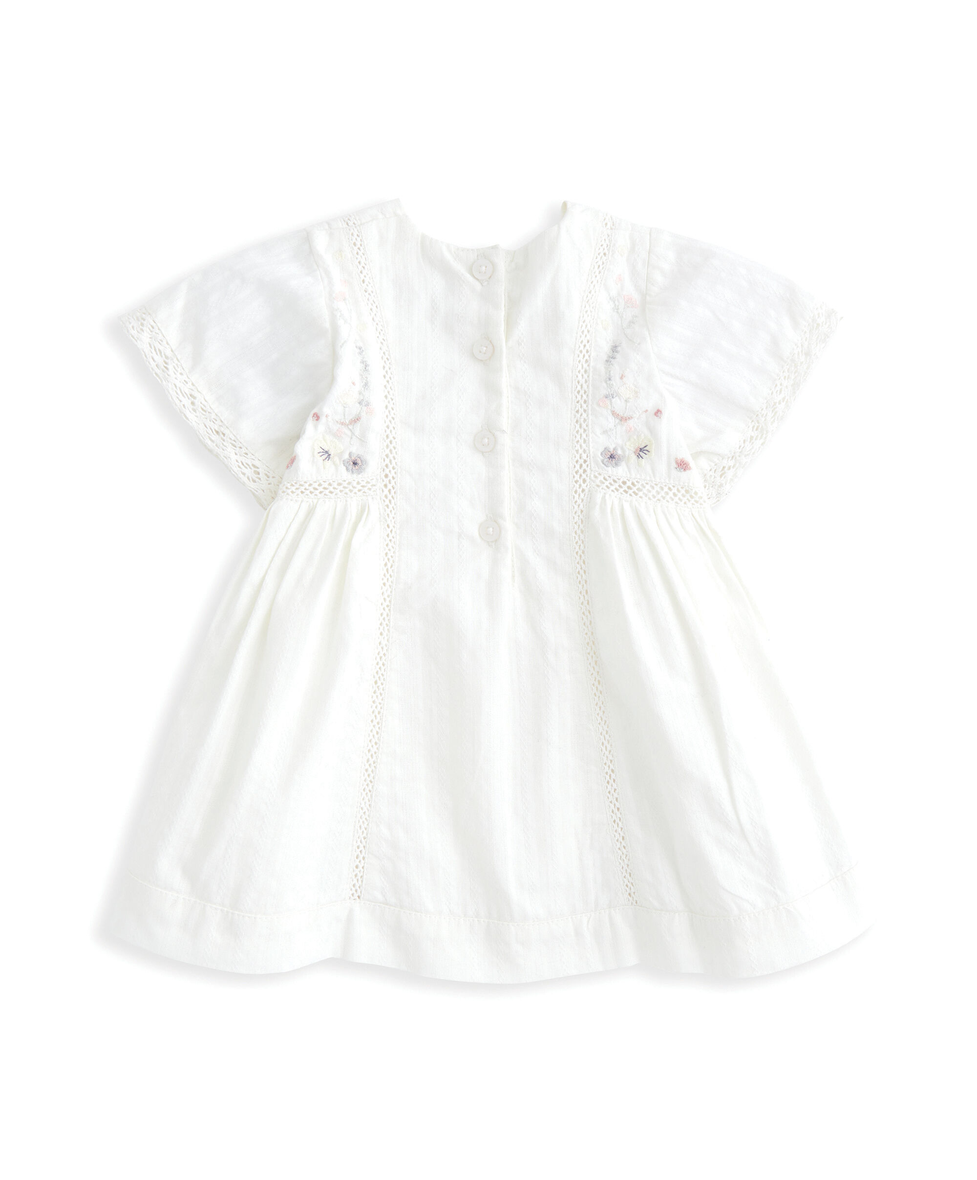 White Cotton Embroidered Dress image number 3