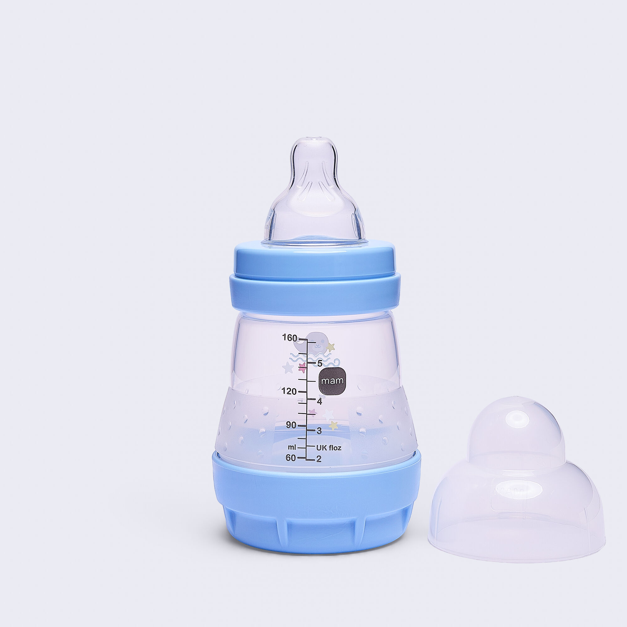 Mam Baby Easy Start Anticolic Silicone Bottle - 0 M+ | Sealife Blue - 160 Ml -  Pack of 1 image number 4
