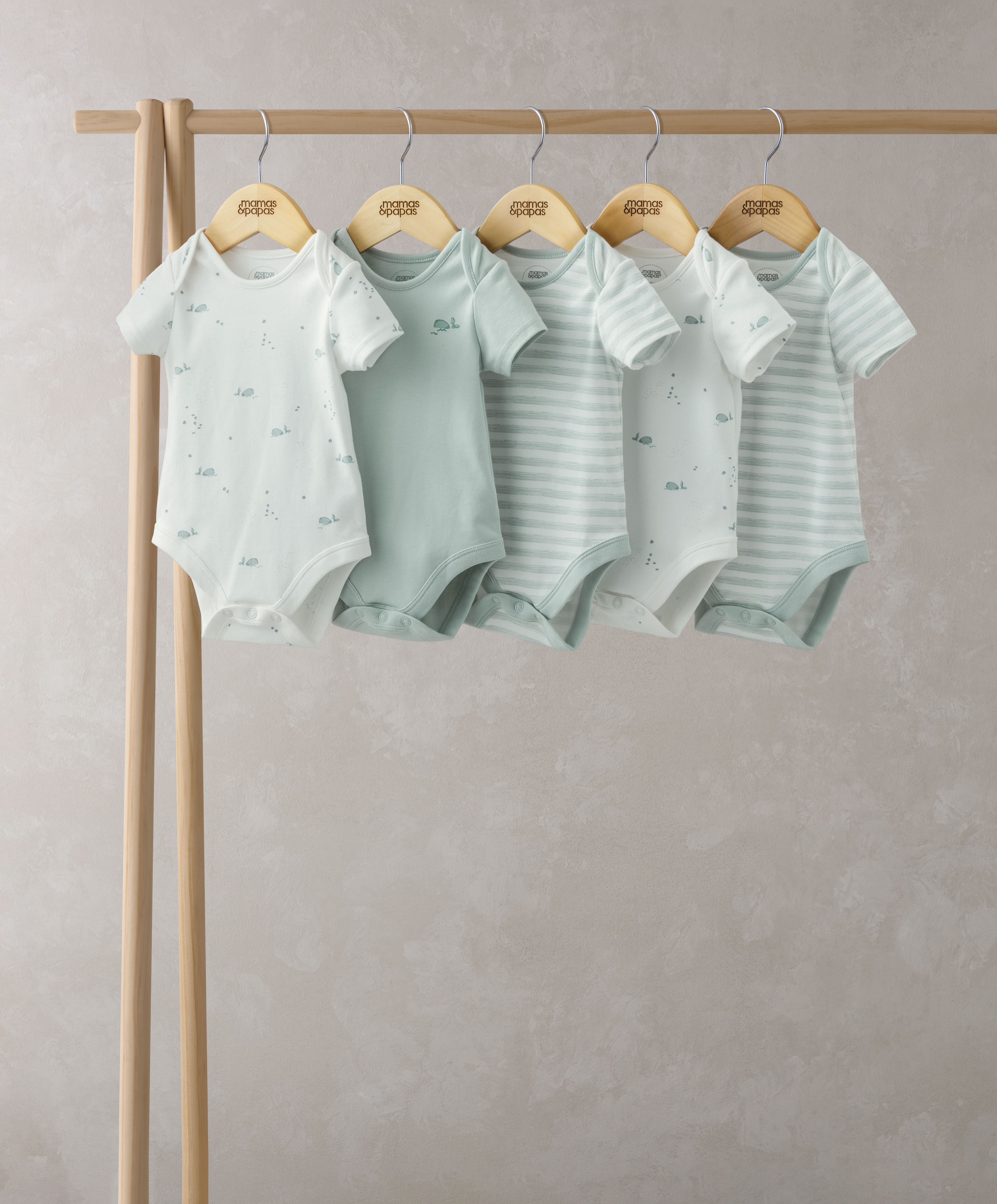 5 Pack Whale Short Sleeve Bodysuits image number 1