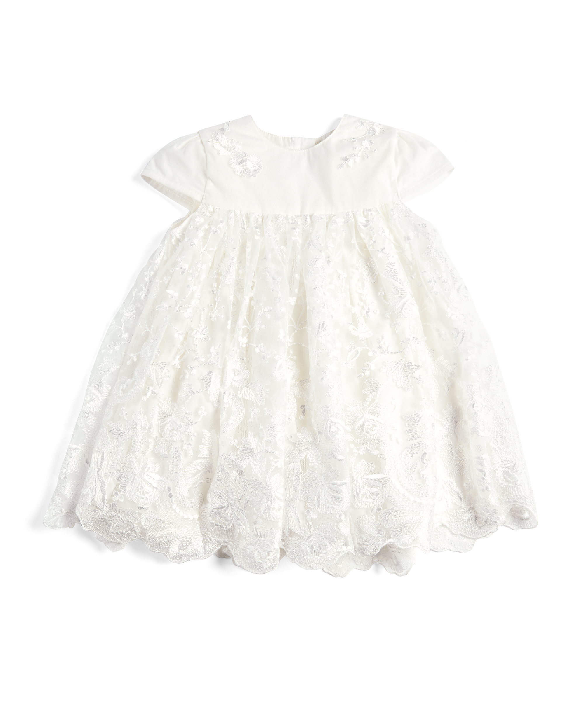 Buy Mamas & Papas Cream Lace Dress with Cap Sleeves - Dresses | Mamas ...