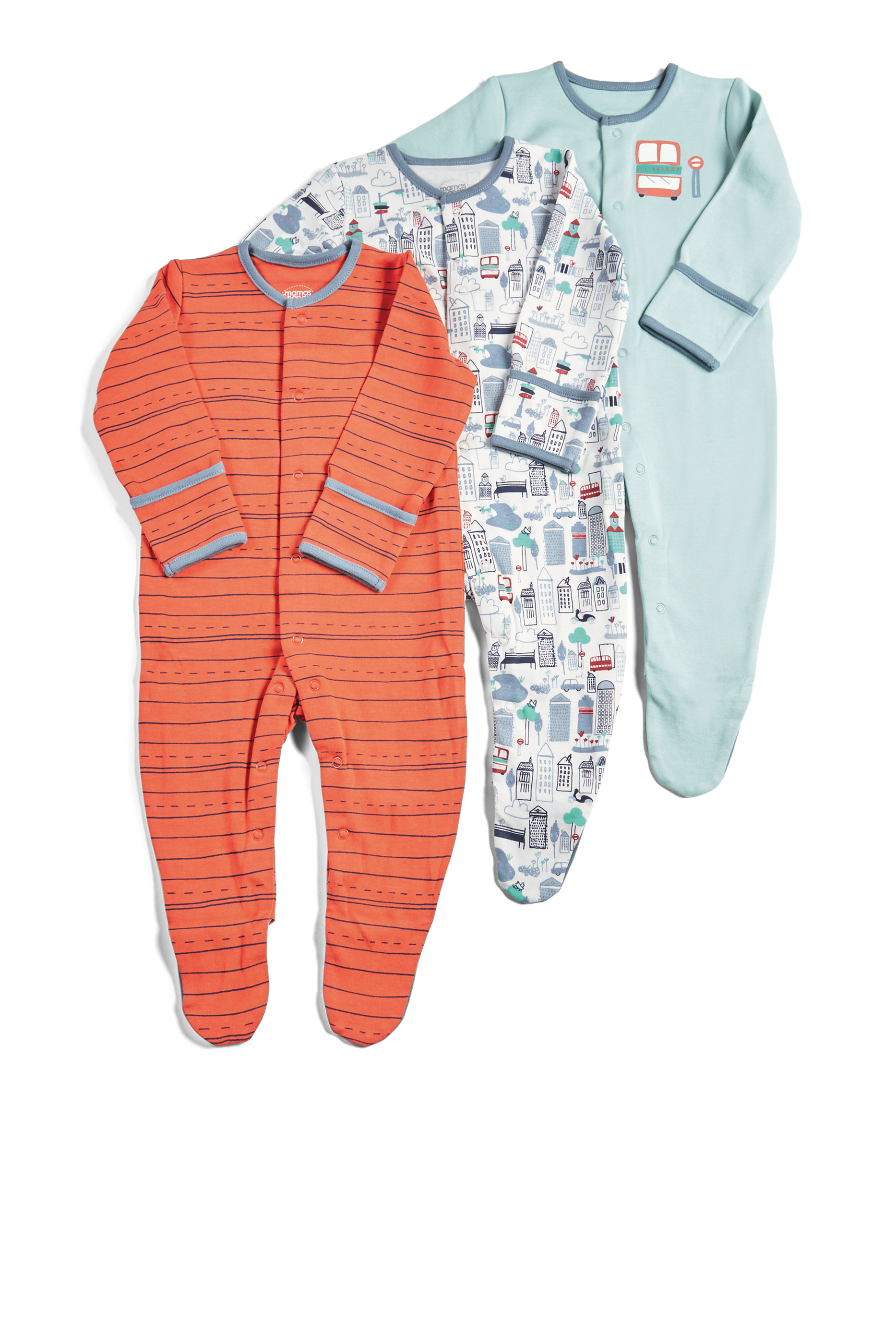 Buy Town Sleepsuits 3 Pack Baby Boy Clothing Sets Mamas & Papas Bahrain
